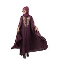 Designer Irani Kaftan with embroidery work- Wine